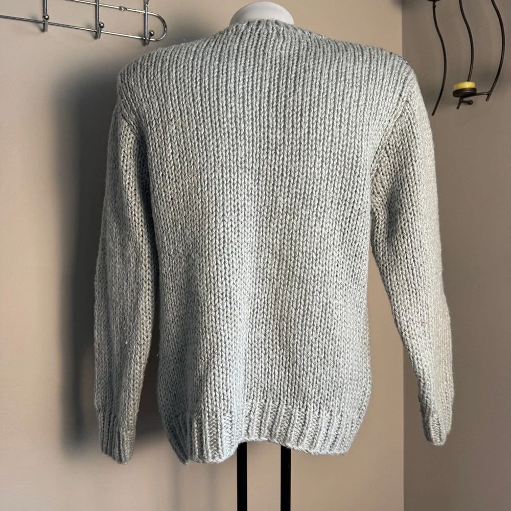 Barbra Sue Vintage Chunky Knit Long Sleeve Sweater Gray Ribbon Chevron **Flaws** - Picture 6 of 14